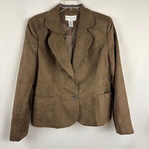 Real Comfort by Chadwick brown blazer Sz 10 lined long sleeve 2-button W Pockets